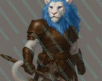 Árbol del Sendero del Mundo Bárbaro León Tabaxi – Hoja de Personaje 5e + Retrato (Masculino o Femenino)