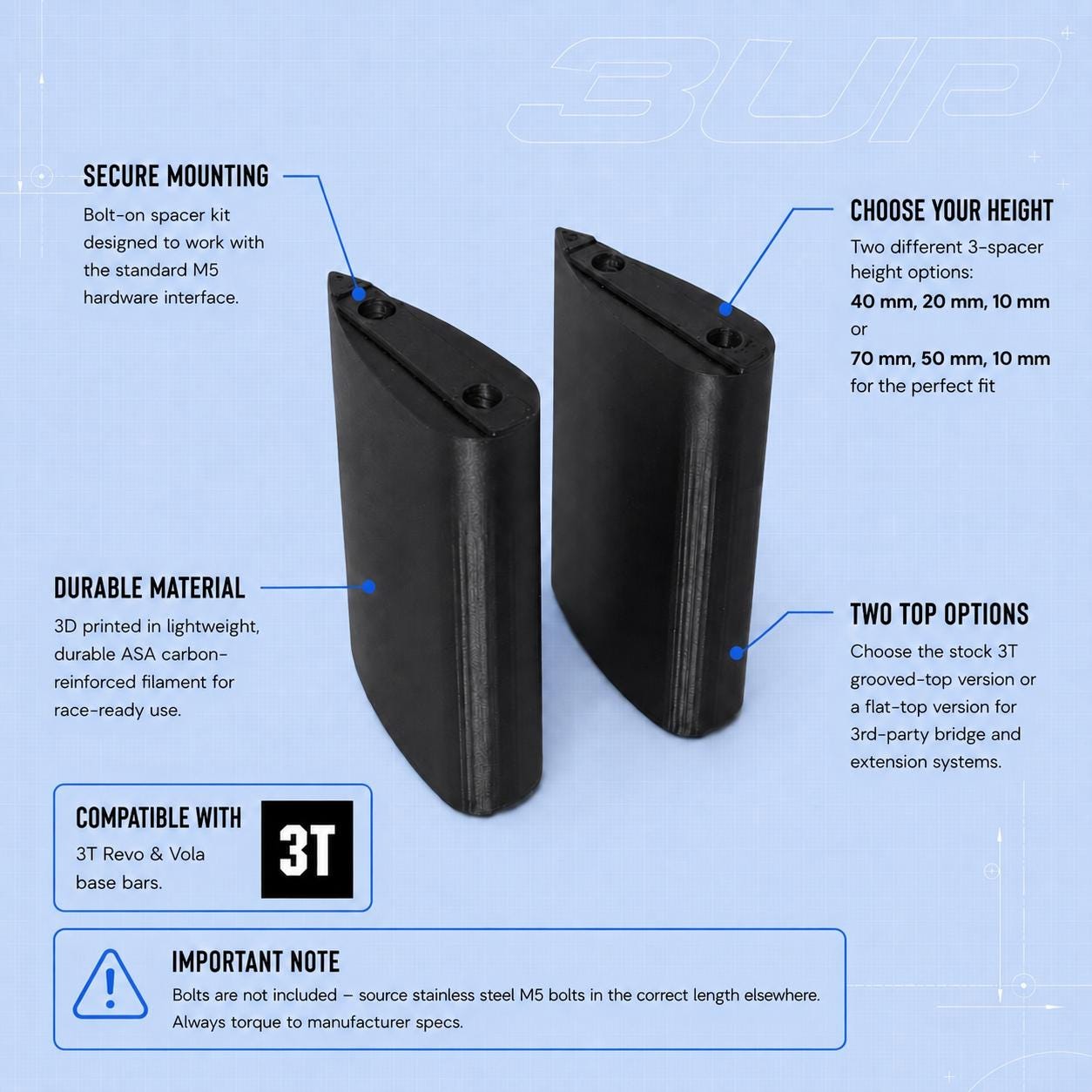 3T Revo Vola Aerobar Spacer Kit: Custom Height, 3D Printed - Etsy