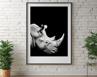 Rhino Illustration, Minimalist African Decor (Digital Download)
