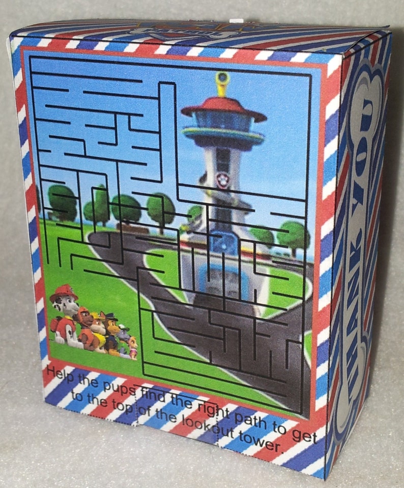 Party favor Paw Patrol gift box with maze printable template Etsy