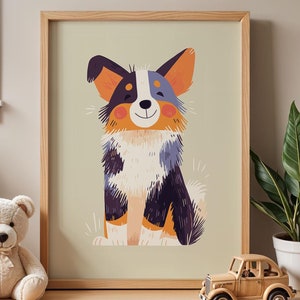 Blue Heeler Australian cattle dog digital print. Nursery wall decoration. Boy&#39;s room and girl&#39;s room art. Cattle dog lovers gift.