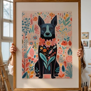 Australischer Rinderhund. Blauer Absatz. Wandbild im Stil von Matisse zum selbst ausdrucken. Heeler Mama Geschenk.