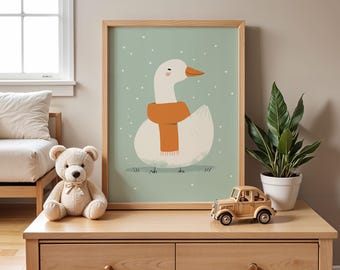 Silly Goose Nursery Print：農場の動物のウォールアート（デジタルダウンロード）