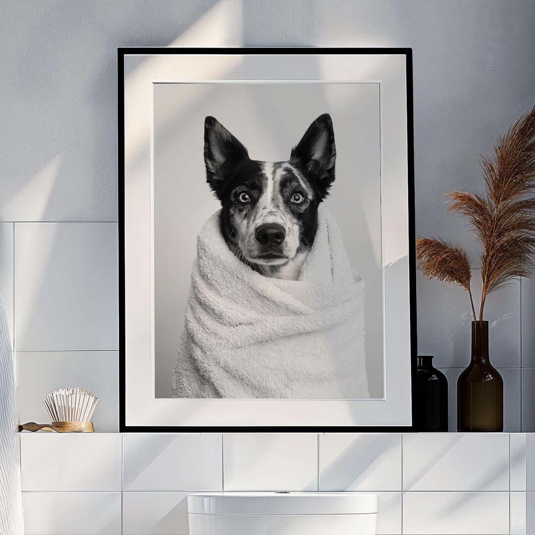 Funny Bathroom Art. Blue Heeler Bathroom Picture. Bathroom Print ...