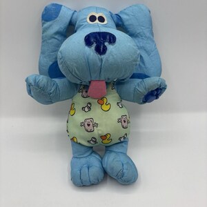 Vintage 1998 Tyco Nickelodeon BLUES CLUES 9" Plush Stuffed Toy Bath Time Blue
