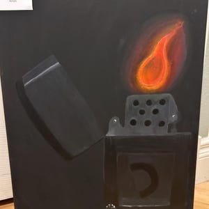 Flame in the dark, acrylic painting