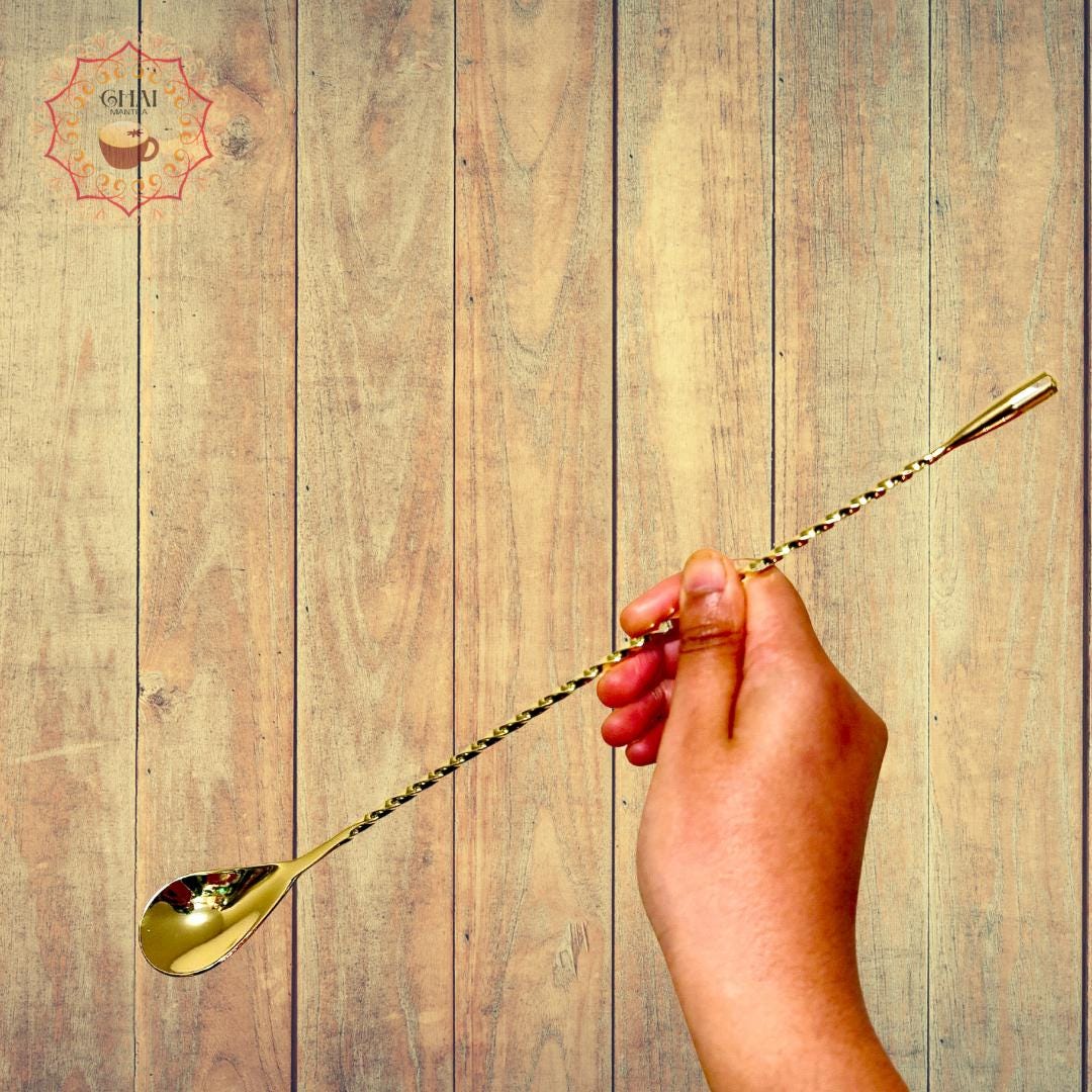 12-Inch Gold Stainless Steel Teaspoon, Coffee Stirring Spoon