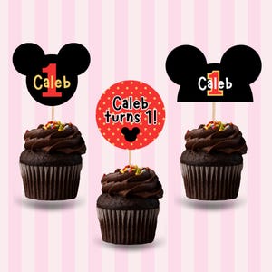 Mickey Inspired Cupcake Toppers, Personalized, Printable Cupcake Toppers Mickey Mouse, Digital Download, Mickey Party, Clubhouse