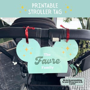 Mickey-Inspired Stroller Tag, Personalized Stroller Tag, disney stroller sign, stroller spotter, Custom Stroller Tag, Stroller Accessory