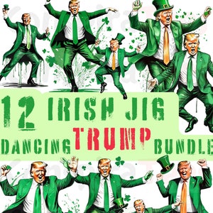 Trump Irish Jig PNG-paket (12-pack), St. Patrick's Day-dans (digitalt tryck)