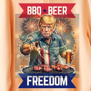 Trump BBQ png, BBQ Beer Freedom png, Fun Summer shirt design, Trump Grilling shirt, Gifts For Her, Gifts For Him, 4th of July PNG, Trump png