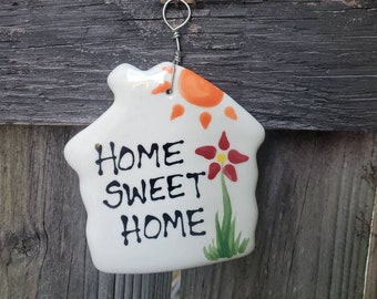 Home sweet home hanging ceramic sign