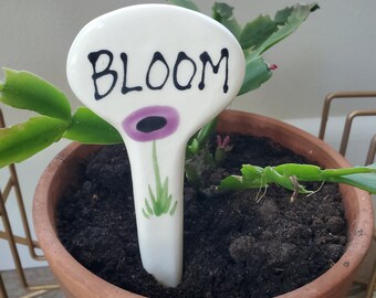 Bloom ceramic plant or garden marker