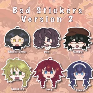 Bsd/bungo stray dogs Stickers version 2 water resistant stickers, perfect accessories, gift or decoration on laptops, notebooks