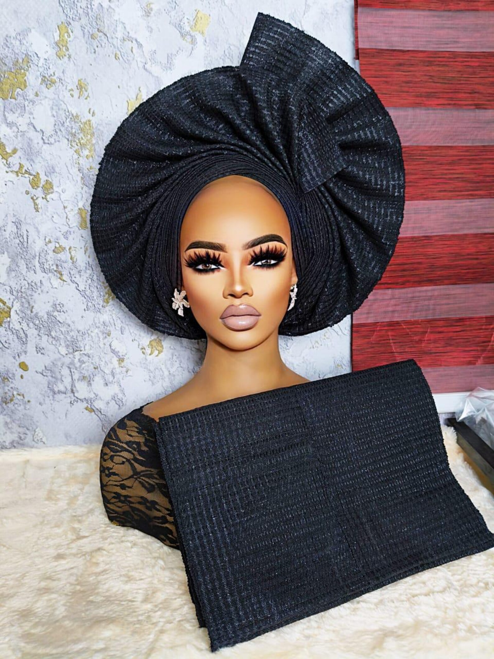 African Gele, Pre Styled Head Tie, Turban Headband, Head Dress, Asooke ...