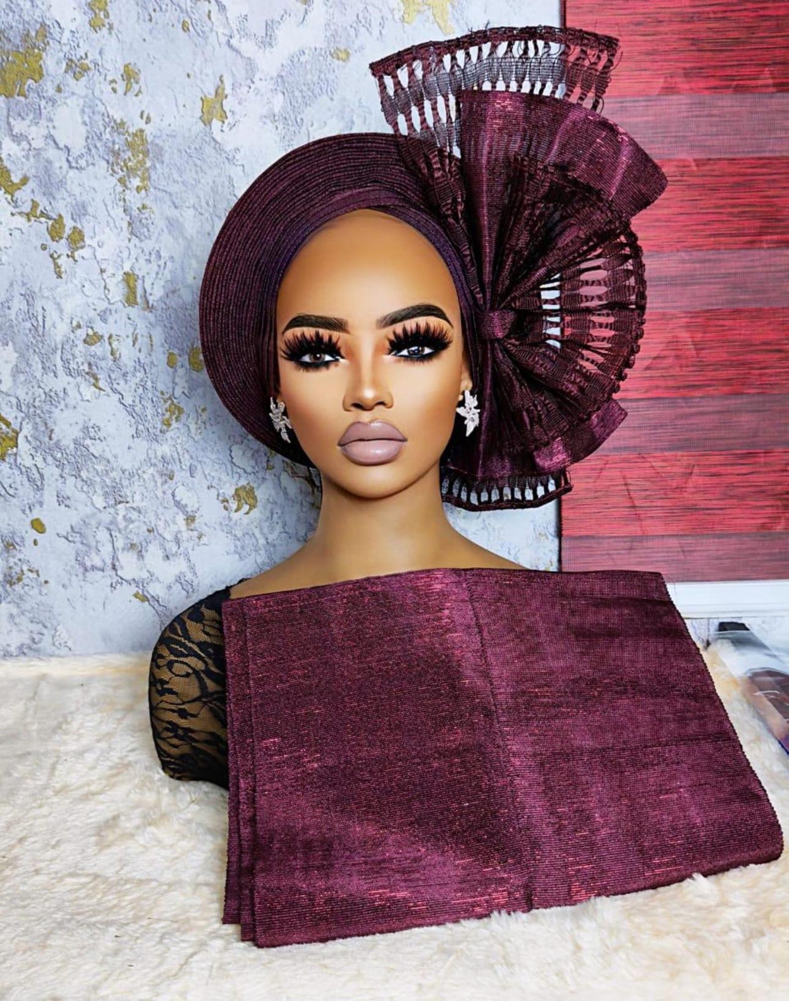 African Gele, Pre Styled Head Tie, Turban Headband, Head Dress, Asooke ...