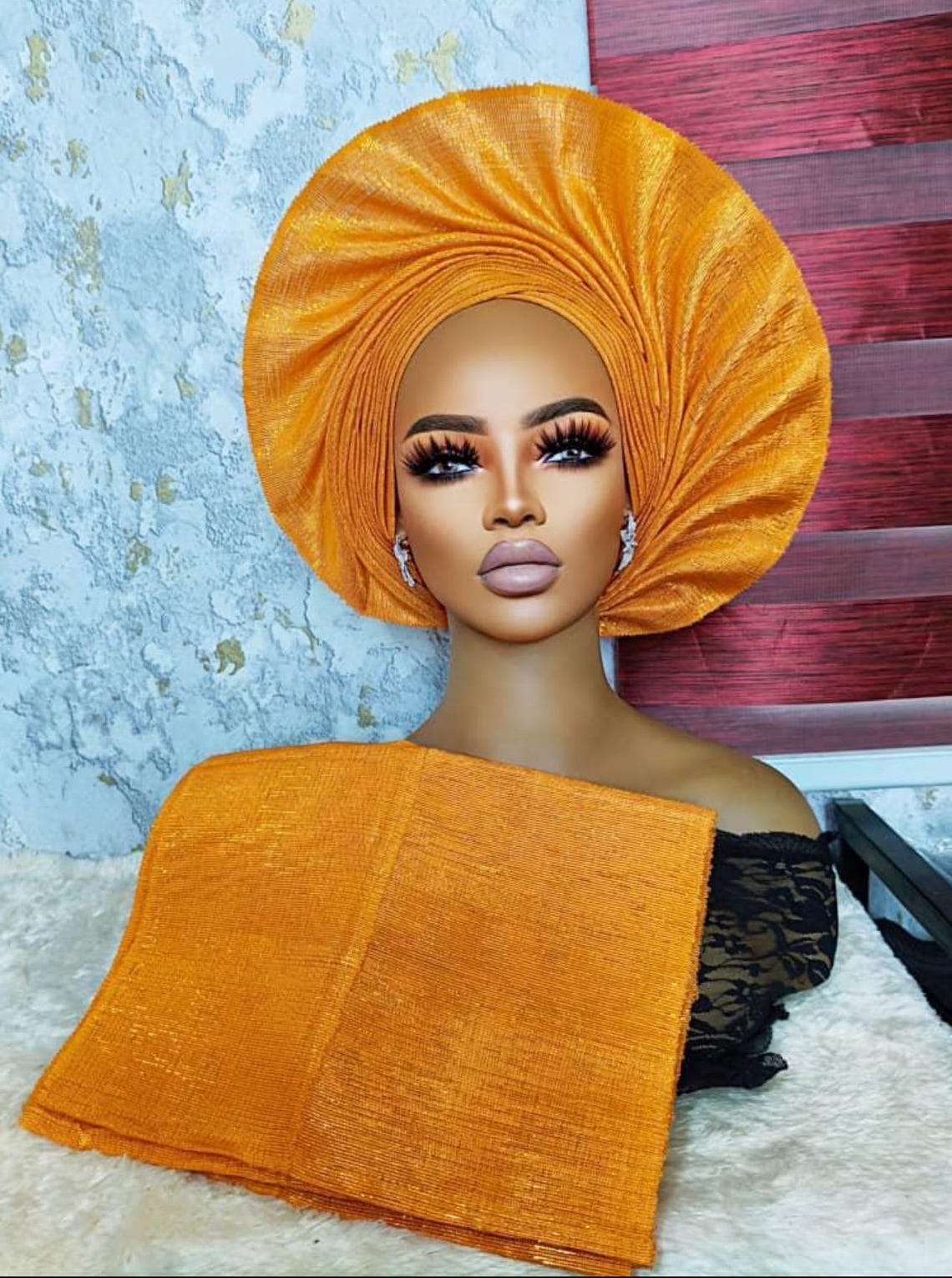 African Gele, Pre Styled Head Tie, Turban Headband, Head Dress, Asooke ...