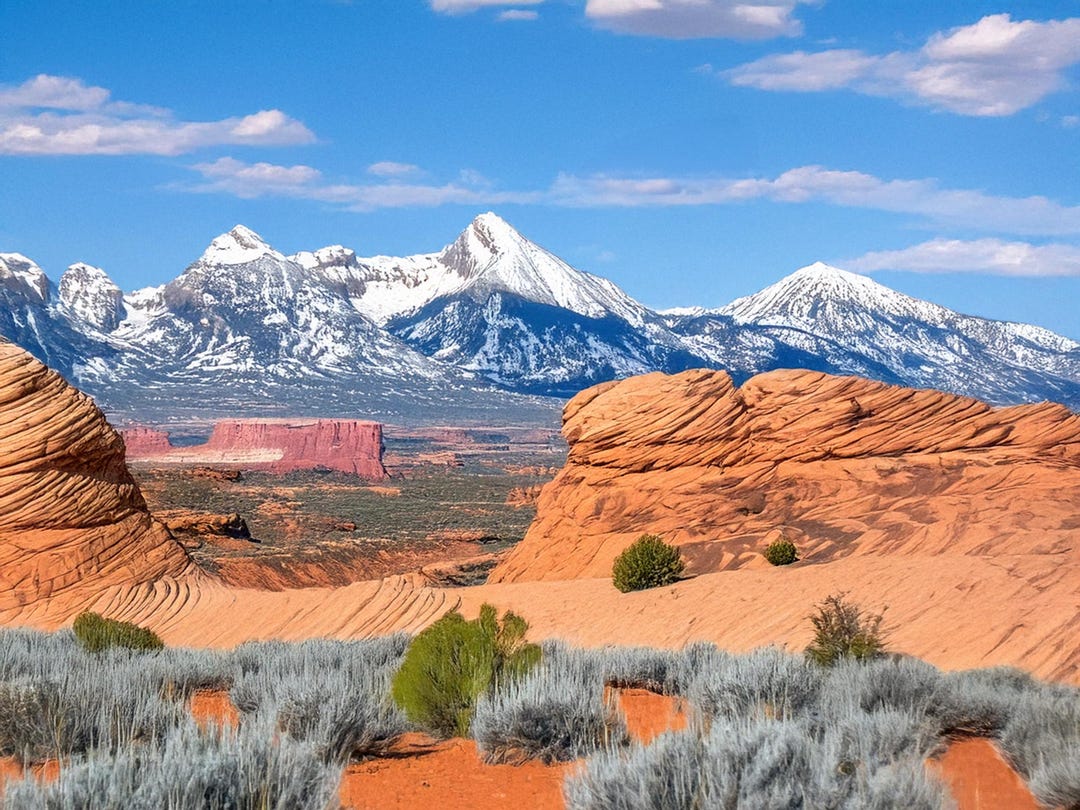 Desert Mountain Landscape Wall Art Printable Red Rock Canyon Snowy ...