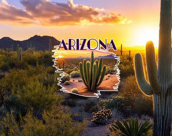 Arizona Desert Wall Art Printable Saguaro Cactus Sunset Landscape Southwest Desert Scenic Nature Digital Download Bundle