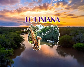 Louisiana Bayou Wall Art Printable Swamp Landscape Cypress Trees Jazz Music New Orleans Scenic Digital Download Bundle