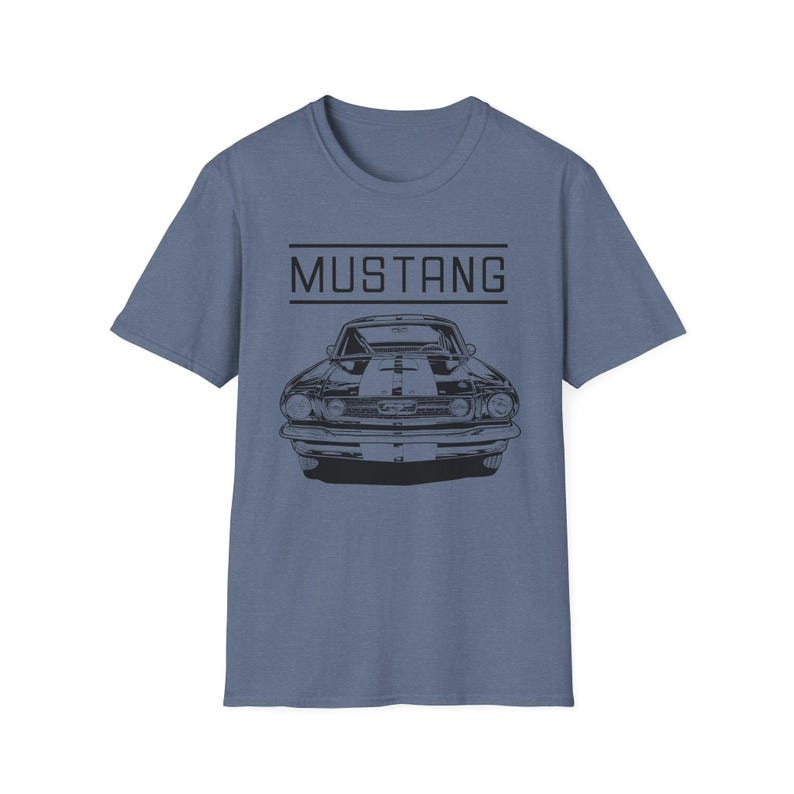 Vintage Ford Mustang T-shirt exuding a retro vibe, perfect for car enthusiasts and vintage lovers. This unisex T-shirt, made from 100% ring-spun cotton, offers a lightweight and comfortable fit for all-year wear. With a classic crew neckline and vers