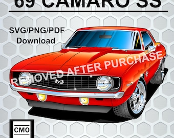Klasyczny 69 Chevy Camaro SVG/PNG/pdf, 300 dpi Przezroczyste tło, Chevrolet Clipart, Klasyczny Chevy png, Gotowy To NIE jest plik do cięcia