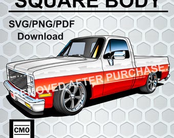 Chevy Square Body C10 Truck SVG/PNG/pdf, 300 dpi with a Transparent Background, Print On Demand Ready, restomod svg (This is NOT a cut file)