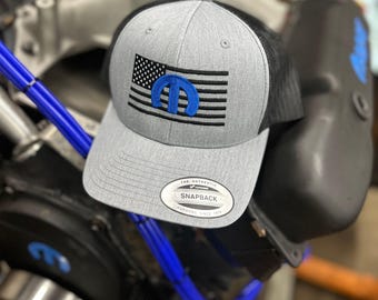 MOPAR Patriotic Trucker Cap: Embroidered American Flag Snapback