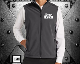 Embroidered Ford Bronco 60 Years Vest - Men's Core Soft Shell, Classic Car Enthusiast Gift, Sleeveless Jacket, Embroidered Logo, Vintage