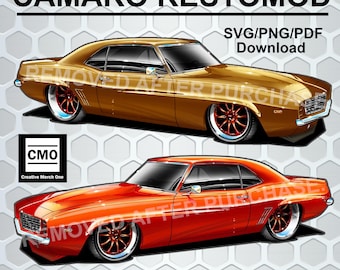 Camaro Restomod Clipart: 69 Chevy, SVG PNG PDF (Digital Download)