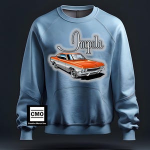 Chevy Impala Sweatshirt, Vintage Impala Wear, Valentines Day Gift,Classic Car Shirt, Vintage Car Sweatshirt, Retro Car Clothing,