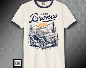 Vintage Ford Bronco Ringer Tee: Retro Adventure T-Shirt, Bronco Road Trip