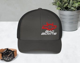 Bad Bowtie Snapback Trucker Cap: Vintage Automotive Hat