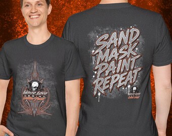 Lance Love Design T-Shirt | Retro flame emblem, grunge background