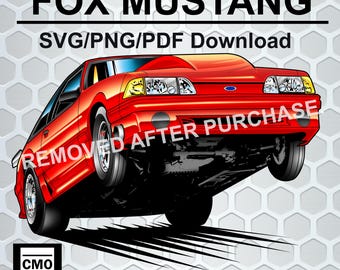 Fox Body Ford Mustang SVG/PNG/Pdf| Digital Download| 300 dpi Transparent Background| Clip Art Digital Download| Png | This is NOT a cut file