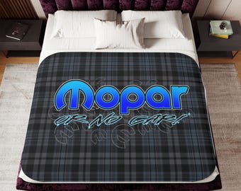 Mopar Or No Car Sherpa Blanket: Car Enthusiast Fleece Throw (60x80)