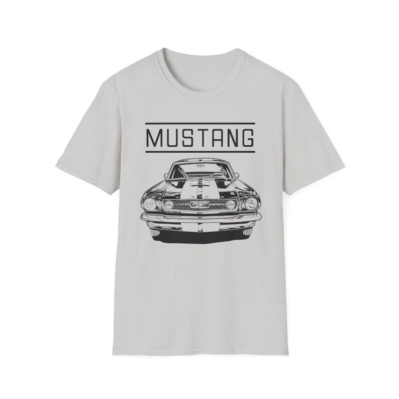 Vintage Ford Mustang T-shirt exuding a retro vibe, perfect for car enthusiasts and vintage lovers. This unisex T-shirt, made from 100% ring-spun cotton, offers a lightweight and comfortable fit for all-year wear. With a classic crew neckline and vers