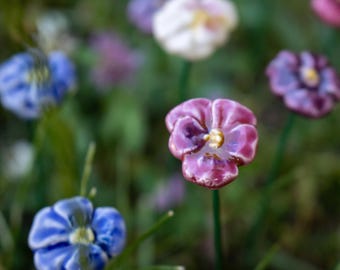 Ceramic Handmade Pansy Flower