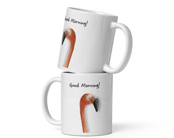 Good Morning! Flamingo 11oz Mug – Quirky Ceramic Coffee Mug for Animal Lovers
