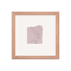 Schizzo di piccione su carta strappata Blush - Schizzo di uccello Tearaway - Stampa incorniciata da 10"