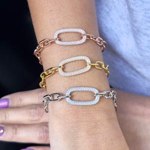 Elegant Link Chain and Cubic Zirconia Bracelet