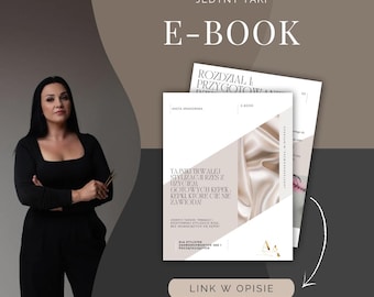 May include: A pink and white e-book cover with the title "JEDYNY TAKI E-BOOK" and the text "ROZDZIAL I PRZYGOTOWANIE" in Polish. The cover features a silky fabric background and the text "TAJNIKI TRWALEJ STYLIZACJI RZES Z UZYCIEM GOTOWYCH KEPK, KEPKI KTORE CIENIB ZAWIODA".