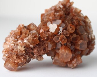 May include: A cluster of orange selenite crystals, also known as desert rose, with a rough, textured surface.