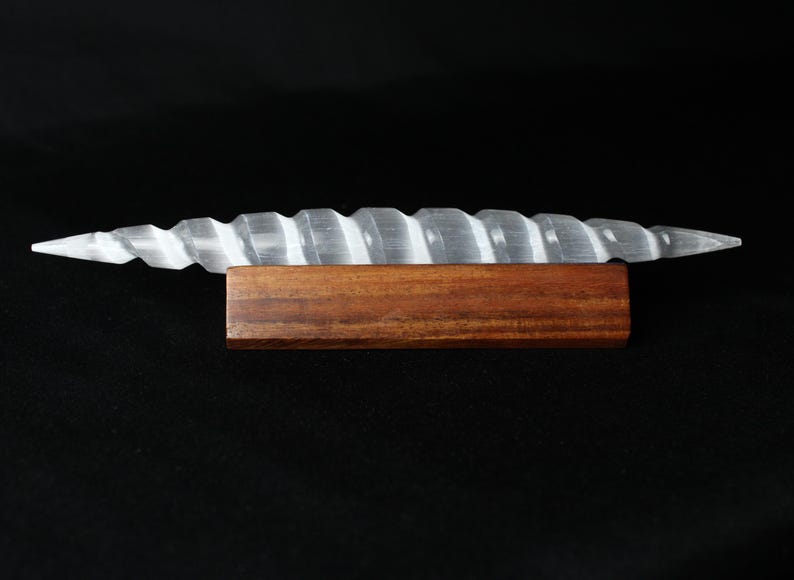 Spiral Selenite Wand Double Sided Point Dagger Energy Work Natural from Morocco image 3