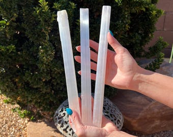 Large Moroccan Selenite Wand: Raw Healing Crystal, Ethically Sourced (12 inch)