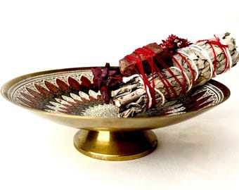 Red Jasper White Sage Smudge Stick: Ethically Sourced Eucalyptus Bundle