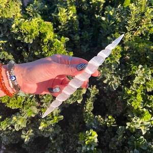 Spiral Selenite Wand Double Sided Point Dagger Energy Work Natural from Morocco image 1