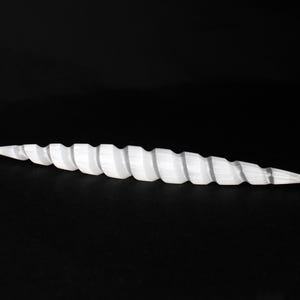 Spiral Selenite Wand Double Sided Point Dagger Energy Work Natural from Morocco image 4