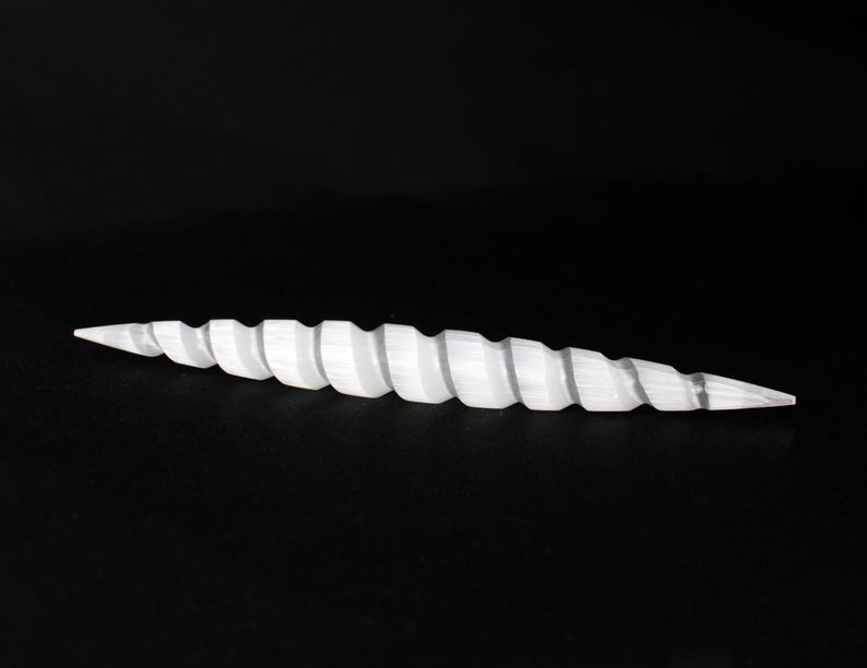 Spiral Selenite Wand Double Sided Point Dagger Energy Work Natural from Morocco image 4