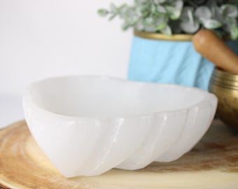Heart Shaped Moroccan Selenite Charging Bowl: Crystal Cleansing Dish